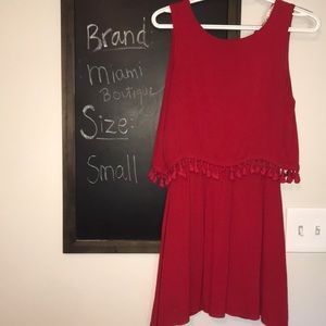 Red Tassel Gameday Mini Dress